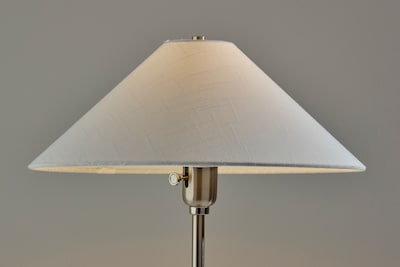 Adesso Esme 22"H Incandescent Table Lamp, Brushed Steel/White Fabric Shade (2619-21)