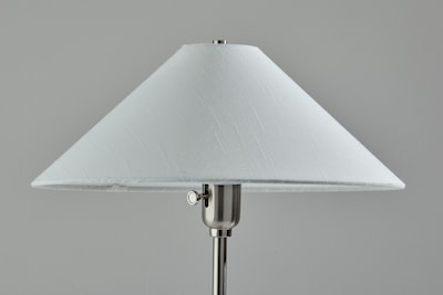 Adesso Esme 22"H Incandescent Table Lamp, Brushed Steel/White Fabric Shade (2619-21)
