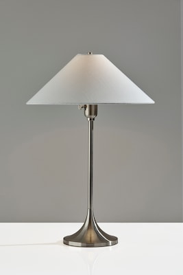 Adesso Esme 22"H Incandescent Table Lamp, Brushed Steel/White Fabric Shade (2619-21)