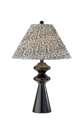 Adesso Dahlia 26.5H Incandescent Table Lamp, Black/Navy/White Fabric Shade (1647-01)