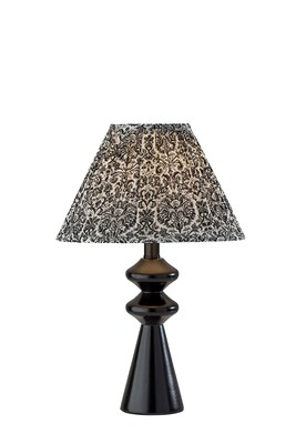 Adesso Dahlia 18H Incandescent Table Lamp, Black/Navy/White Fabric Shade (1646-01)