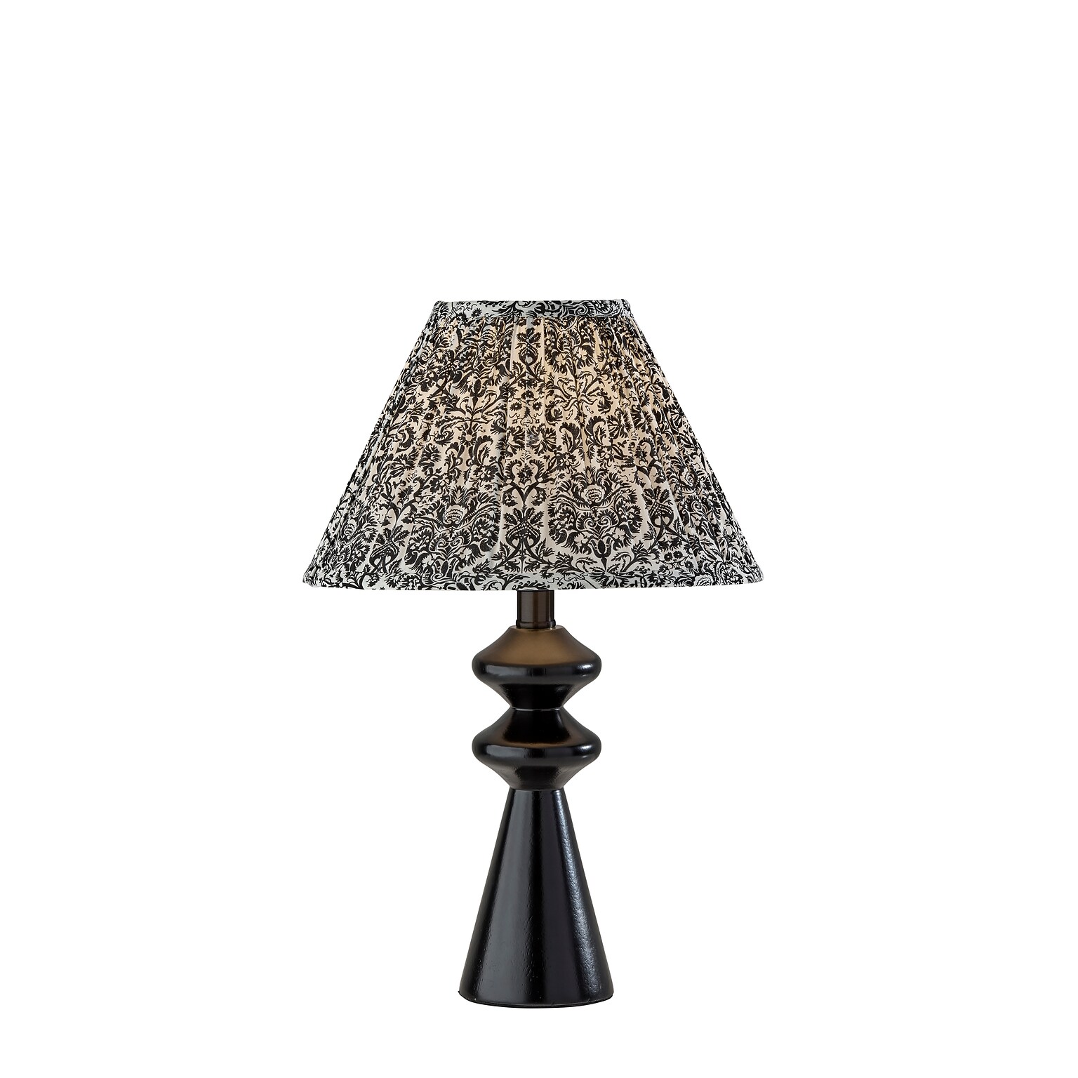 Adesso Dahlia 18H Incandescent Table Lamp, Black/Navy/White Fabric Shade (1646-01)