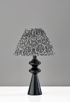 Adesso Dahlia 18"H Incandescent Table Lamp, Black/Navy/White Fabric Shade (1646-01)
