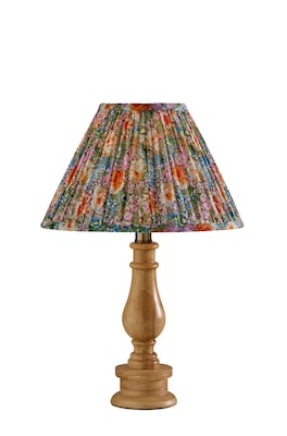 Adesso Faye 18H Incandescent Table Lamp, Natural Wood/Multi-Color Floral Fabric Shade (1648-12)