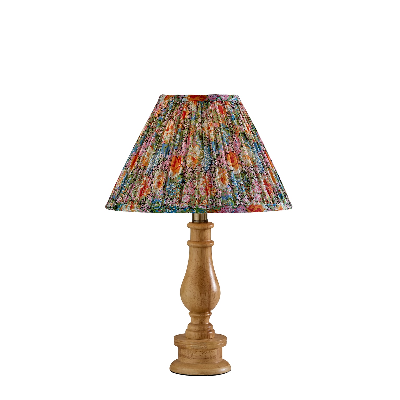 Adesso Faye 18H Incandescent Table Lamp, Natural Wood/Multi-Color Floral Fabric Shade (1648-12)