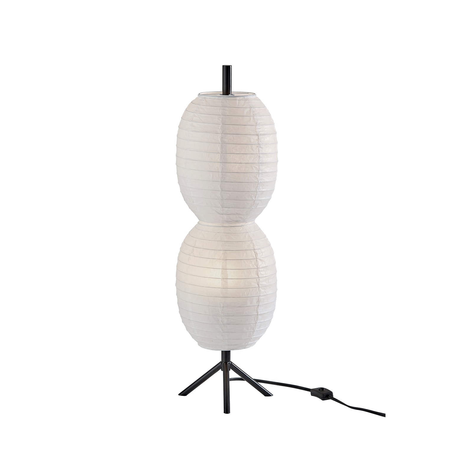 Adesso Lanai 26.75H Incandescent Table Lamp, Black/White Paper Shade (1644-01)