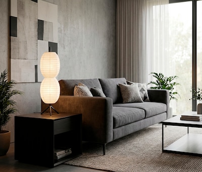 Adesso Lanai 26.75"H Incandescent Table Lamp, Black/White Paper Shade (1644-01)