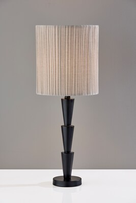 Adesso Amos 28"H Incandescent Table Lamp, Black/Oatmeal Linen Shade (1642-01)