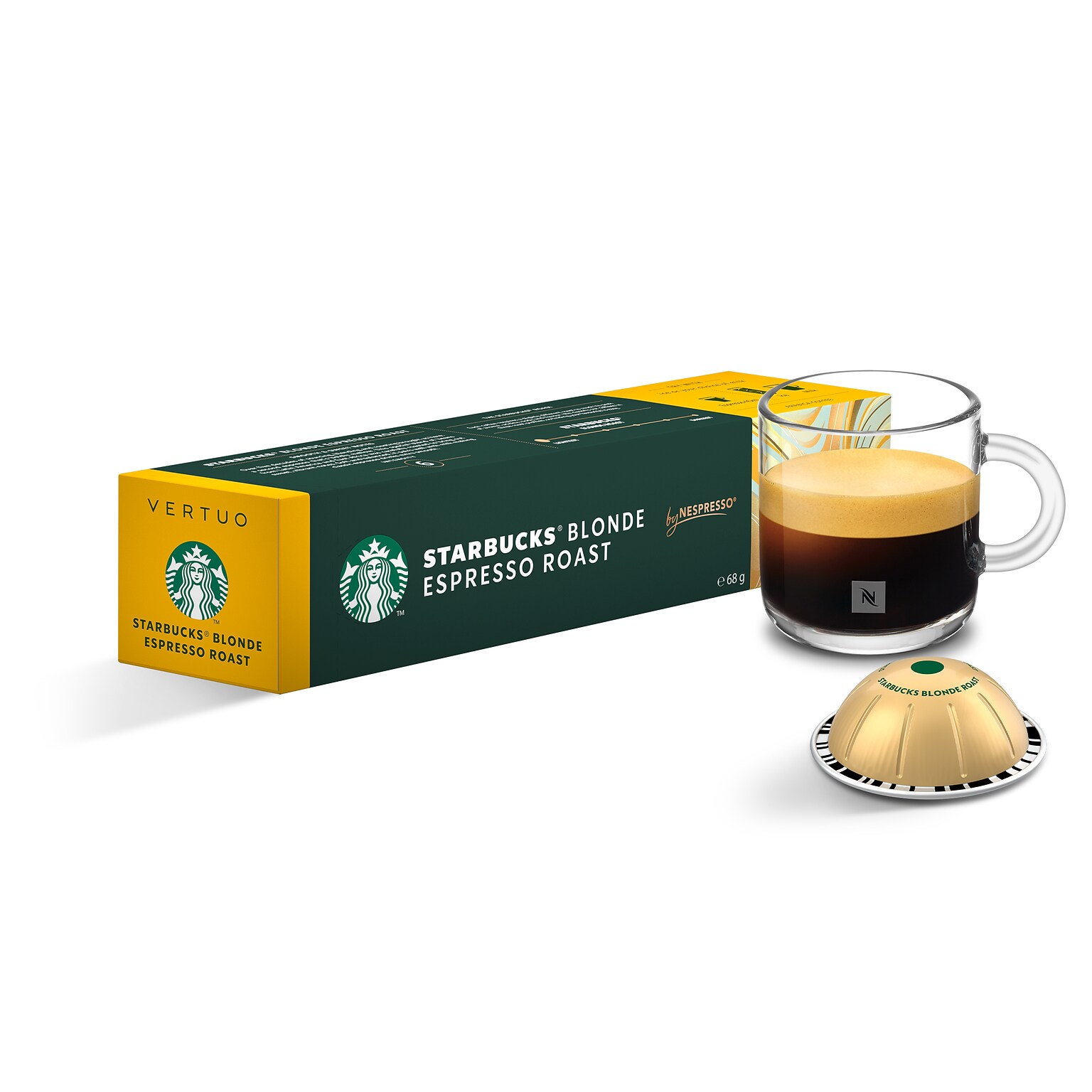 Starbucks Blonde Espresso Roast Coffee Nespresso Vertuo Capsules, Light Roast, 10/Pack (2007.10)