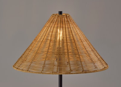 Adesso Rayne 27"H Incandescent Table Lamp, Brown Marble Base/Rattan Shade (3293-01)