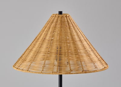 Adesso Rayne 27"H Incandescent Table Lamp, Brown Marble Base/Rattan Shade (3293-01)