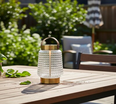 Adesso Samara 7.75" LED Table Lamp, Antique Brass with Iron & Glass Shade (3336-21)