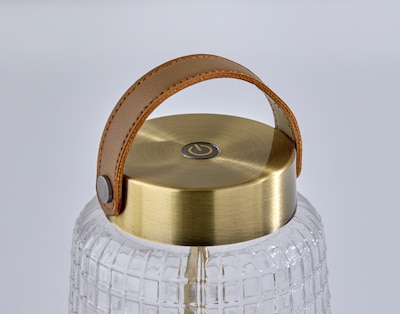Adesso Samara 7.75" LED Table Lamp, Antique Brass with Iron & Glass Shade (3336-21)