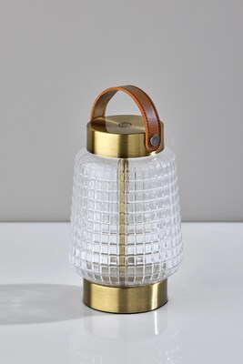 Adesso Samara 7.75" LED Table Lamp, Antique Brass with Iron & Glass Shade (3336-21)