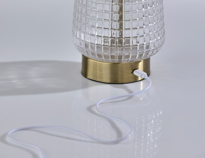 Adesso Samara 7.75" LED Table Lamp, Antique Brass with Iron & Glass Shade (3336-21)
