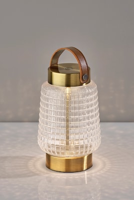 Adesso Samara 7.75" LED Table Lamp, Antique Brass with Iron & Glass Shade (3336-21)