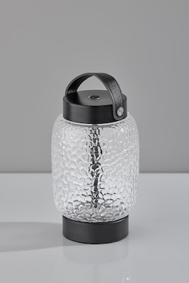 Adesso Cassius 7.75"H LED Table Lamp, Black with Iron & Glass Shade (3343-01)