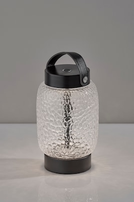 Adesso Cassius 7.75"H LED Table Lamp, Black with Iron & Glass Shade (3343-01)