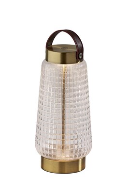 Adesso Samara 10.6H LED Table Lamp, Antique Brass with Iron & Glass Shade (3339-21)