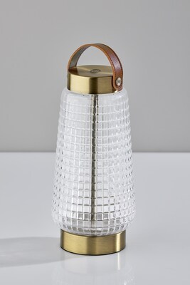 Adesso Samara 10.6"H LED Table Lamp, Antique Brass with Iron & Glass Shade (3339-21)