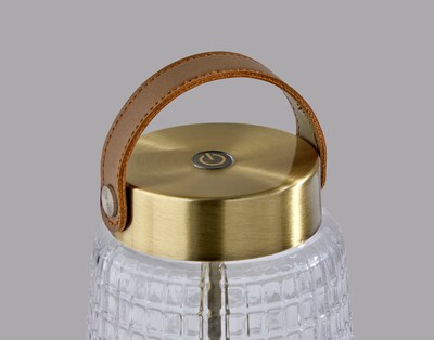 Adesso Samara 10.6"H LED Table Lamp, Antique Brass with Iron & Glass Shade (3339-21)