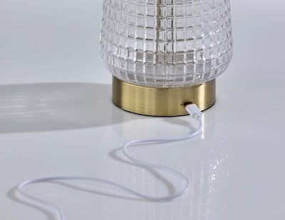 Adesso Samara 10.6"H LED Table Lamp, Antique Brass with Iron & Glass Shade (3339-21)