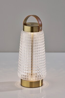Adesso Samara 10.6"H LED Table Lamp, Antique Brass with Iron & Glass Shade (3339-21)
