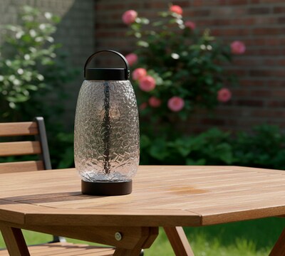 Adesso Cassius 10.6"H LED Table Lamp, Black with Iron & Glass Shade (3345-01)