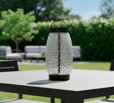 Adesso Cassius 10.6"H LED Table Lamp, Black with Iron & Glass Shade (3345-01)