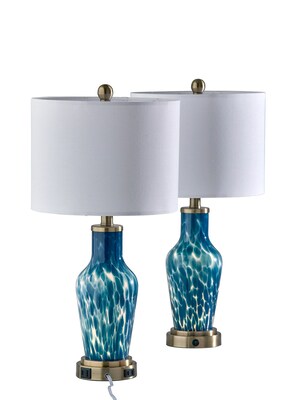 Simplee Adesso Grady 23.8H Incandescent Table Lamp, Blue/Antique Brass/White, 2/Pack (SL0375-07)