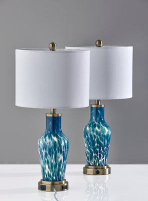 Simplee Adesso Grady 23.8H Incandescent Table Lamp, Blue/Antique Brass/White, 2/Pack (SL0375-07)
