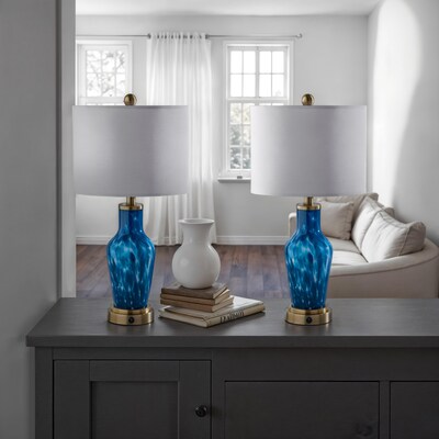 Simplee Adesso Grady 23.8"H Incandescent Table Lamp, Blue/Antique Brass/White, 2/Pack (SL0375-07)