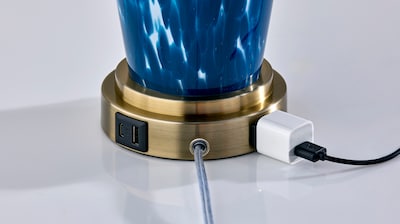Simplee Adesso Grady 23.8"H Incandescent Table Lamp, Blue/Antique Brass/White, 2/Pack (SL0375-07)