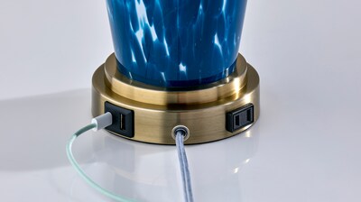 Simplee Adesso Grady 23.8"H Incandescent Table Lamp, Blue/Antique Brass/White, 2/Pack (SL0375-07)