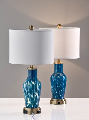 Simplee Adesso Grady 23.8"H Incandescent Table Lamp, Blue/Antique Brass/White, 2/Pack (SL0375-07)
