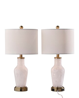 Simplee Adesso Grady 23.8H Incandescent Table Lamp, White/Antique Brass, 2/Pack (SL0375-02)