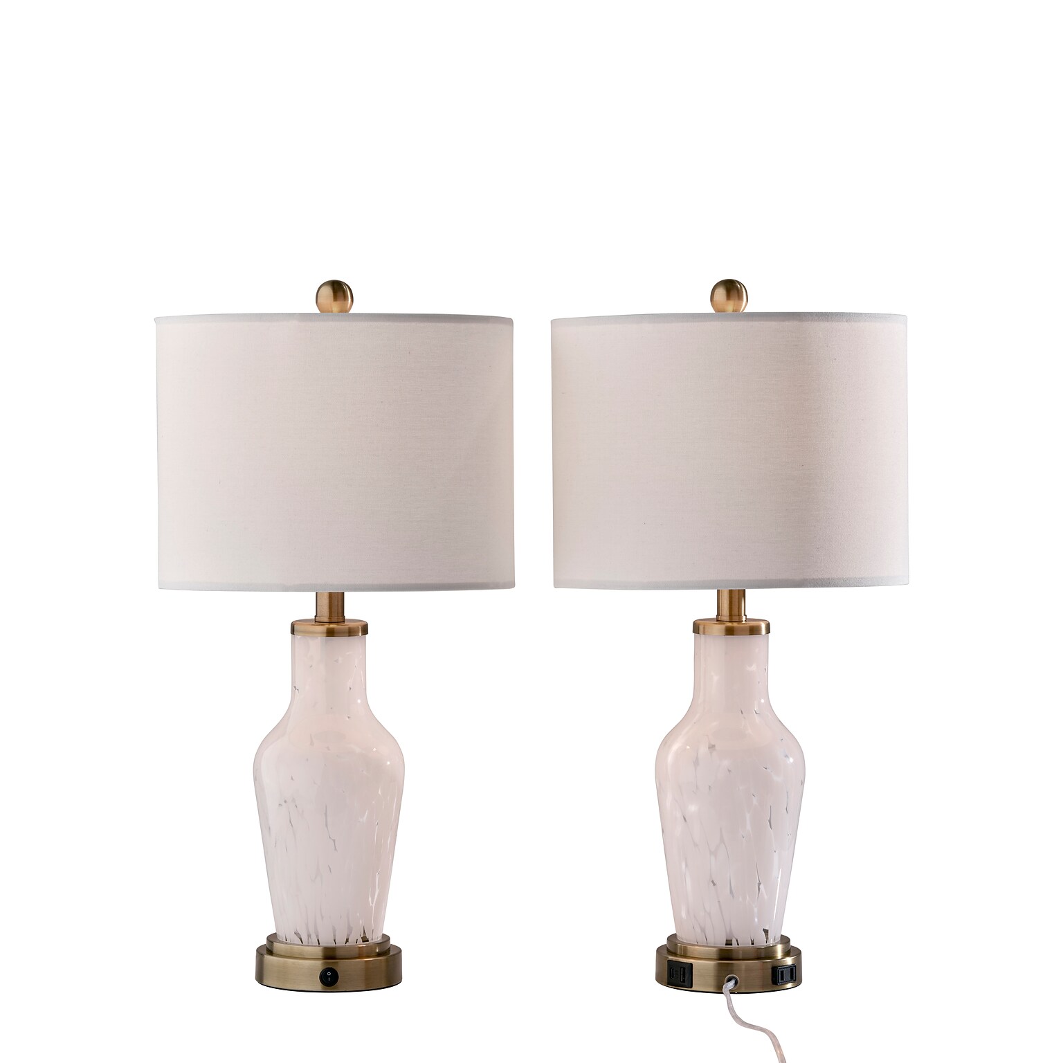Simplee Adesso Grady 23.8H Incandescent Table Lamp, White/Antique Brass, 2/Pack (SL0375-02)