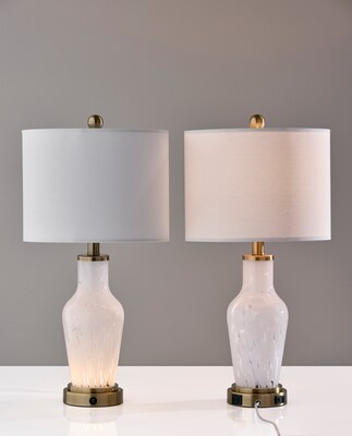 Simplee Adesso Grady 23.8H Incandescent Table Lamp, White/Antique Brass, 2/Pack (SL0375-02)