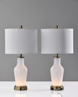 Simplee Adesso Grady 23.8"H Incandescent Table Lamp, White/Antique Brass, 2/Pack (SL0375-02)