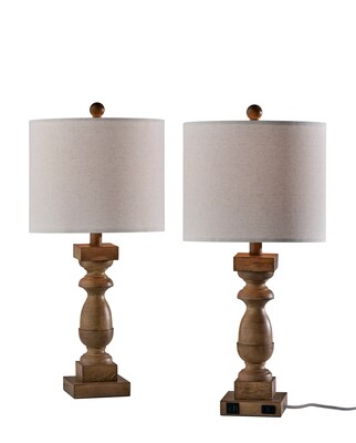 Simplee Adesso Jolene 24H Incandescent Table Lamp, Natural/Linen Fabric Shade, 2/Pack (SL0377-15)