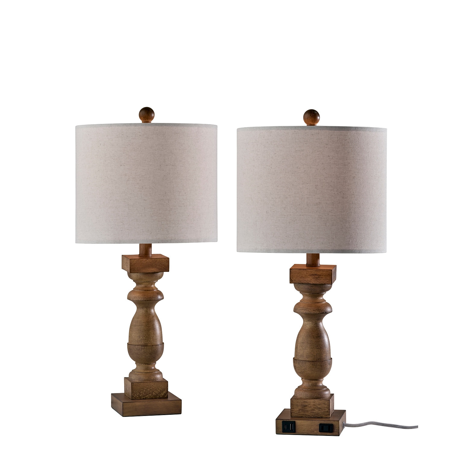 Simplee Adesso Jolene 24H Incandescent Table Lamp, Natural/Linen Fabric Shade, 2/Pack (SL0377-15)
