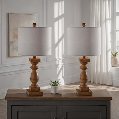 Simplee Adesso Jolene 24H Incandescent Table Lamp, Natural/Linen Fabric Shade, 2/Pack (SL0377-15)