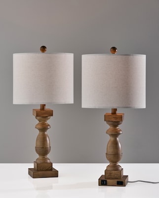 Simplee Adesso Jolene 24"H Incandescent Table Lamp, Natural/Linen Fabric Shade, 2/Pack (SL0377-15)