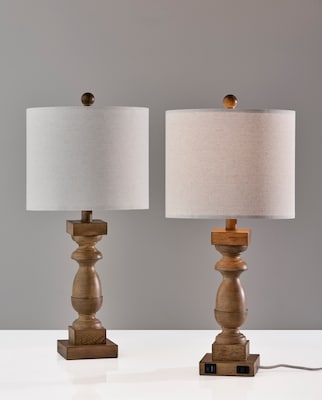 Simplee Adesso Jolene 24"H Incandescent Table Lamp, Natural/Linen Fabric Shade, 2/Pack (SL0377-15)