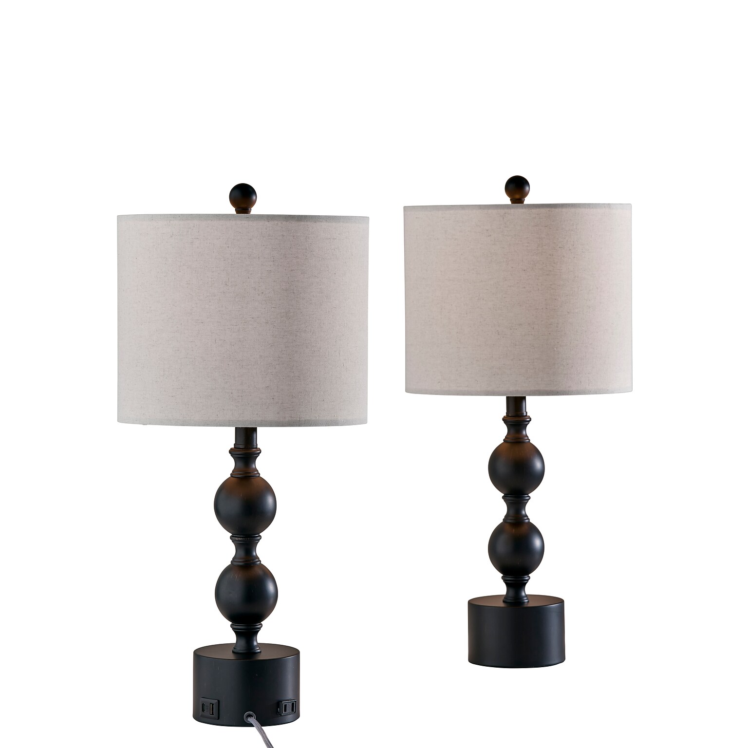 Simplee Adesso Julius 23.8H Incandescent Table Lamp, Black/Linen Fabric Shade, 2/Pack (SL0376-01)