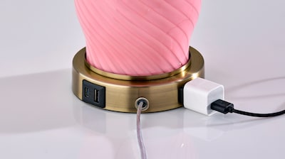 Simplee Adesso Freya 24"H Incandescent Table Lamp, Pink/Antique Brass/White, 2/Pack (SL0374-29)