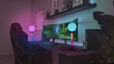 Simplee Adesso Astra RGB Color Changing 18"H LED Table Lamp, Black/Plastic Shade (SL0372-01)
