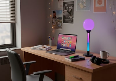 Simplee Adesso Astra RGB Color Changing 18"H LED Table Lamp, Black/Plastic Shade (SL0372-01)