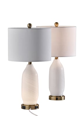 Simplee Adesso Freya 24H Incandescent Table Lamp, White/Antique Brass, 2/Pack (SL0374-02)