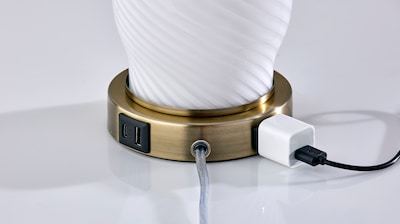 Simplee Adesso Freya 24"H Incandescent Table Lamp, White/Antique Brass, 2/Pack (SL0374-02)